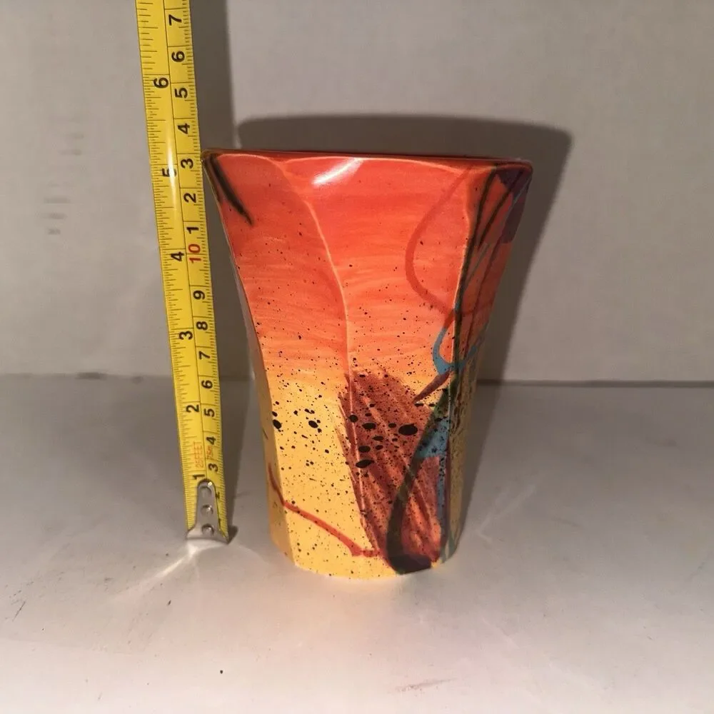 Michael Kifer? Studio Art Pottery Vase & Bowl Signed Abstract Modern Pair Folk